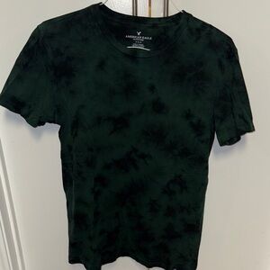 American Eagle Outfitters Men's Dark Green Tie-Dye Tee